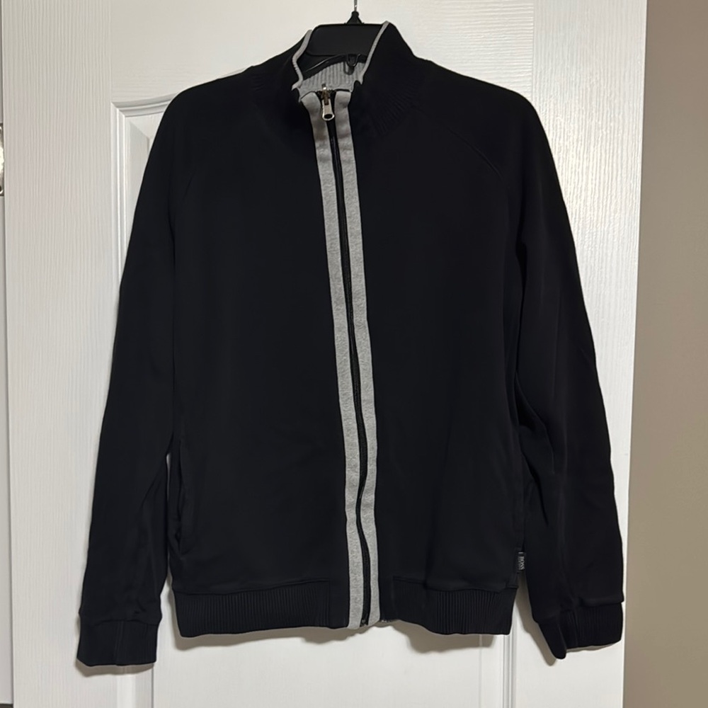 Hugo Boss Black and Gray Full Zipper Sweater